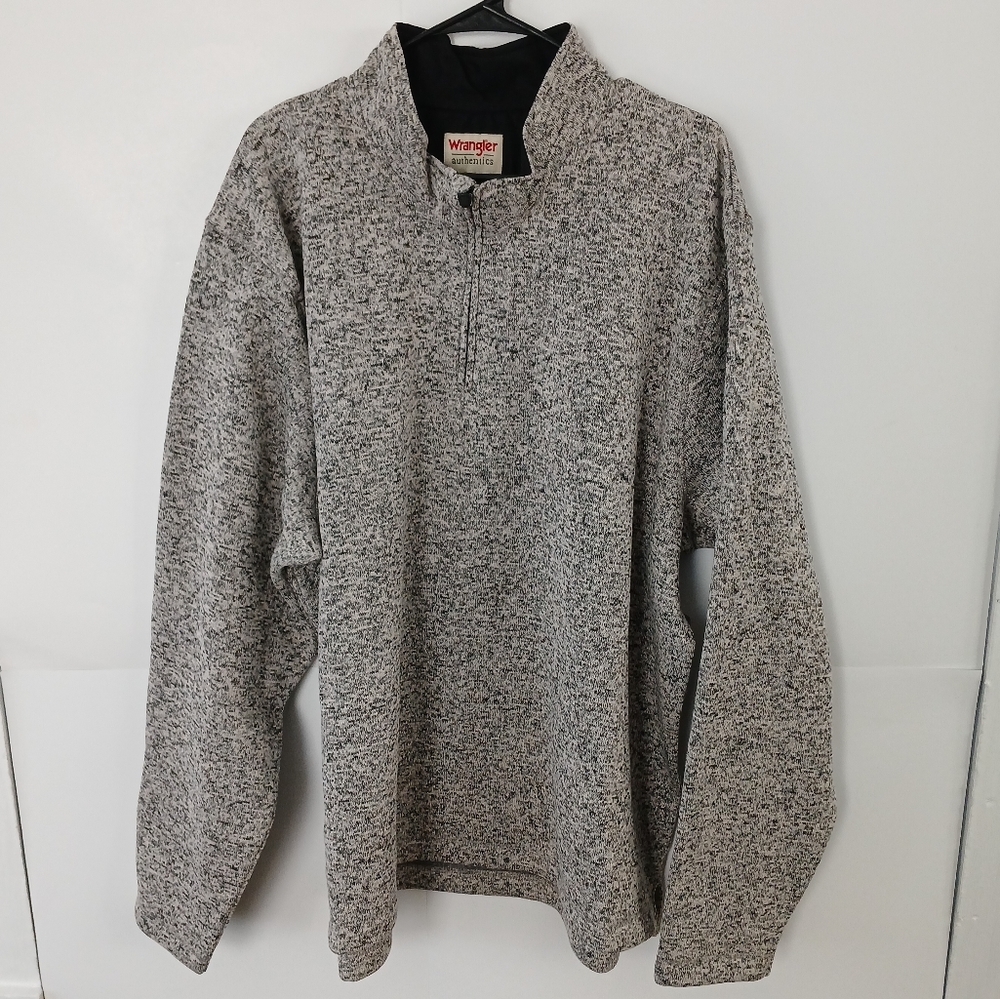 Wrangler Authentic Gray Men's Sweater Fleece Quaker Zip Size 2XL